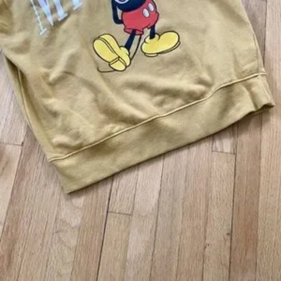 Disney Mickey Mouse Crew Neck Retro Mustard Yellow Sweatshirt Size XS - Picture 10 of 11